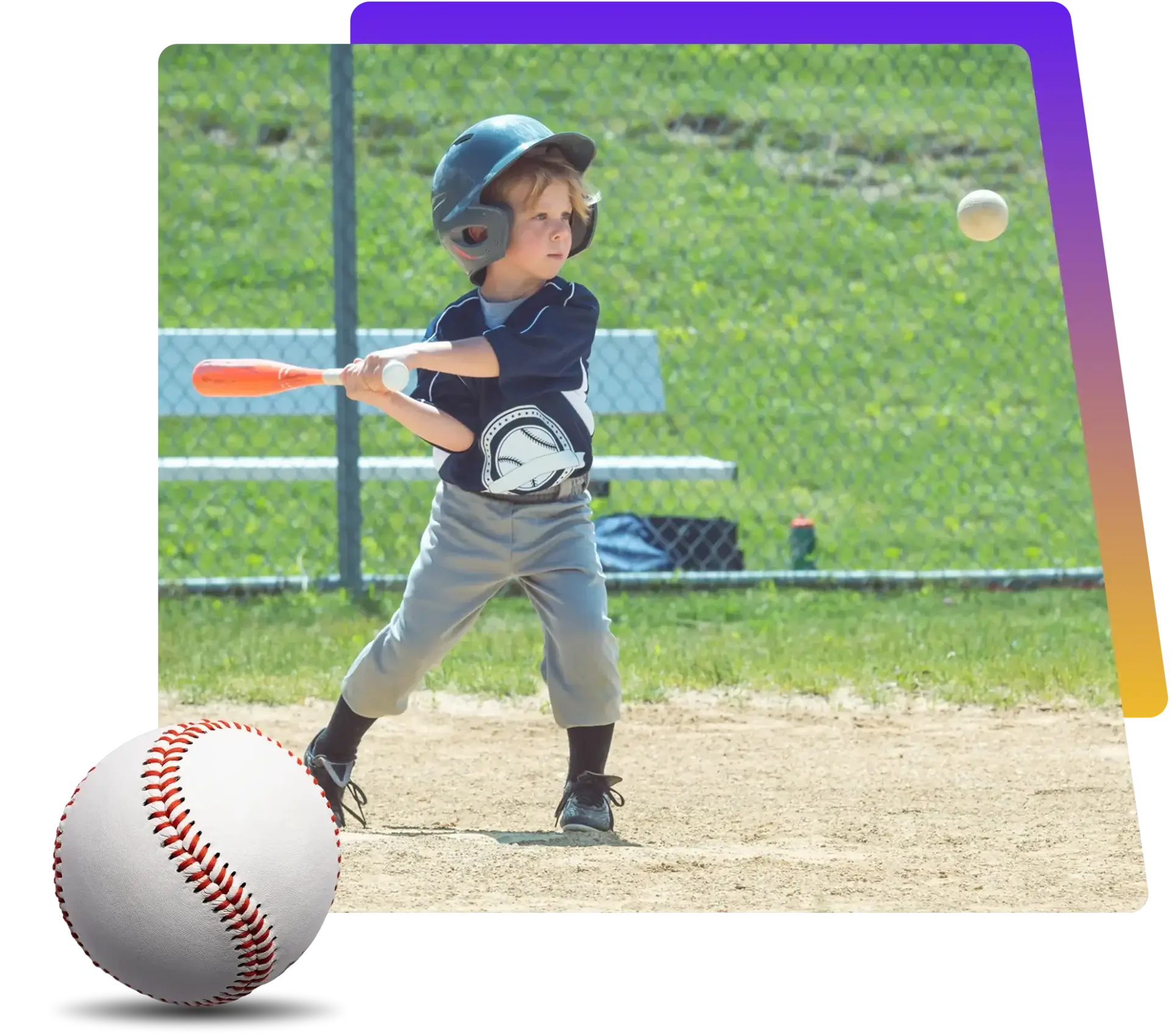 Young child playing baseball, ready to swing.