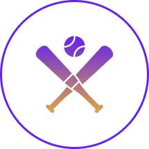 Crossed bats and ball sports icon.
